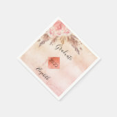 Abschluss Pampas Gras Rose Goldblume Serviette (Ecke)