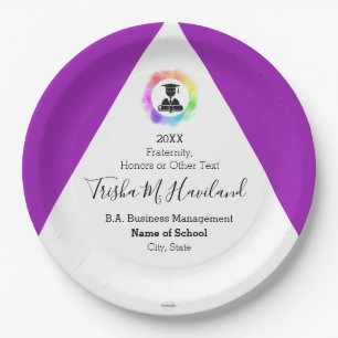 Abschluss Paper Plate Violet and White HAMbyWG Pappteller