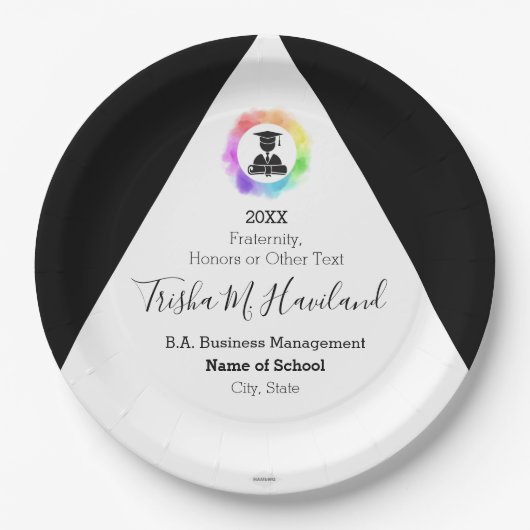 Abschluss Papierplatte Rosa und Weiß HAMbyWG Pappteller (Vorderseite)