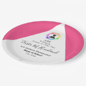 Abschluss Papierplatte Rosa und Weiß HAMbyWG Pappteller (Schrägansicht)