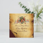 ABSCHLUSS PARCHMENT RED WAX SIEGEL MONOGRAM Einlad Einladung (Stehend Vorderseite)