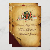 ABSCHLUSS PARCHMENT RED WAX SIEGEL MONOGRAM Einlad Einladung (Vorne/Hinten)