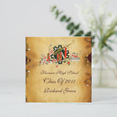 ABSCHLUSS PARCHMENT RED WAX SIEGEL MONOGRAM EINLADUNG (Stehend Vorderseite)