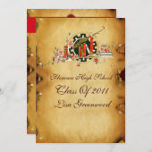 ABSCHLUSS PARCHMENT RED WAX SIEGEL MONOGRAM Felt Einladung (Vorne/Hinten)