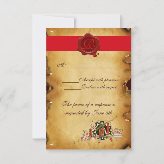 ABSCHLUSS PARCHMENT RED WAX SIEGEL MONOGRAM UAWG EINLADUNG (Rückseite)