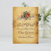 ABSCHLUSS PARCHMENT RED WAX SIEGEL MONOGRAM UAWG EINLADUNG (Stehend Vorderseite)