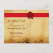 ABSCHLUSS PARCHMENT UND ROTES WAX SIEGEL MONOGRAM EINLADUNGSPOSTKARTE (Rückseite)