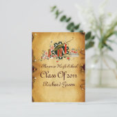 ABSCHLUSS PARCHMENT UND ROTES WAX SIEGEL MONOGRAM EINLADUNGSPOSTKARTE (Stehend Vorderseite)