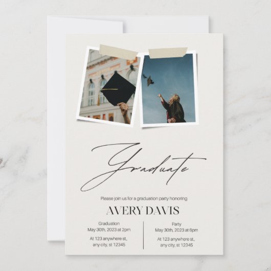 Abschluss Part Invite - Modernes Script Einladung (Vorderseite)