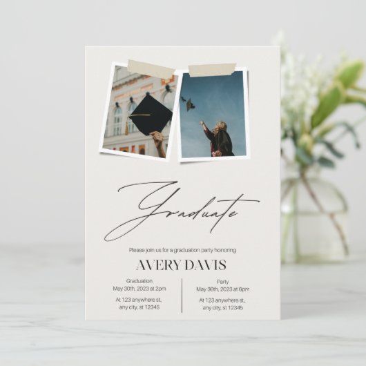 Abschluss Part Invite - Modernes Script Einladung (Stehend Vorderseite)