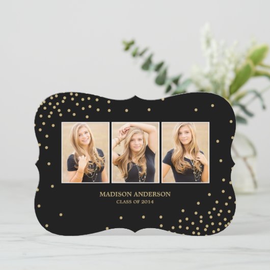 Abschluss-Party Einladung der Confetti-Sammlungs-| (Stehend Vorderseite)