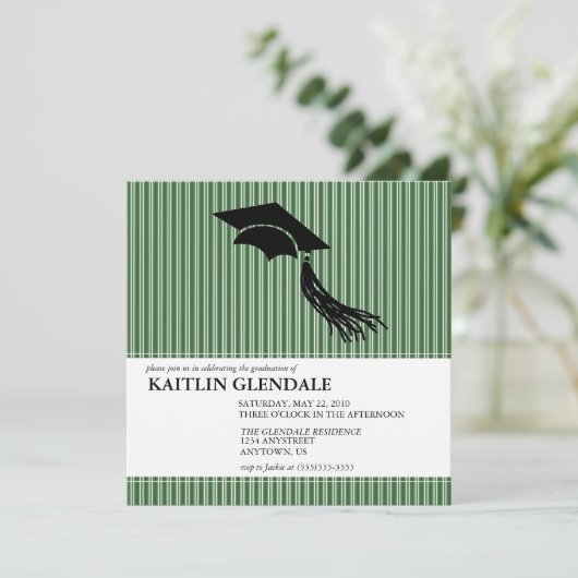 Abschluss-Party Einladung mit Kappe und Quaste (Stehend Vorderseite)