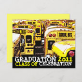 Abschluss-Party Einladungs-Schulbus 7 Einladung (Vorne/Hinten)