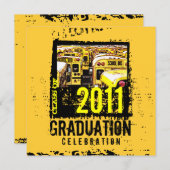 Abschluss-Party Einladungs-Schulbus 9 Einladung (Vorne/Hinten)