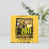 Abschluss-Party Einladungs-Schulbus 9 Einladung (Stehend Vorderseite)