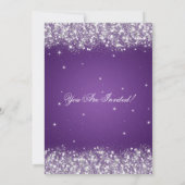 Abschluss-Party-funkelnder Glitzer lila Einladung (Rückseite)