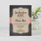 Abschluss-Party GRILLEN laden rote Einladung (Stehend Vorderseite)