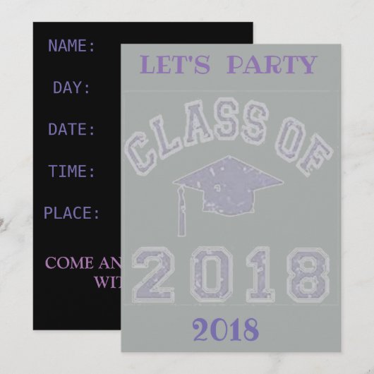 ABSCHLUSS-PARTY LADEN EIN EINLADUNG (Vorne/Hinten)