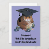 Abschluss-Party: Niedlicher Hamster mit Marmoren, Einladung (Vorne/Hinten)