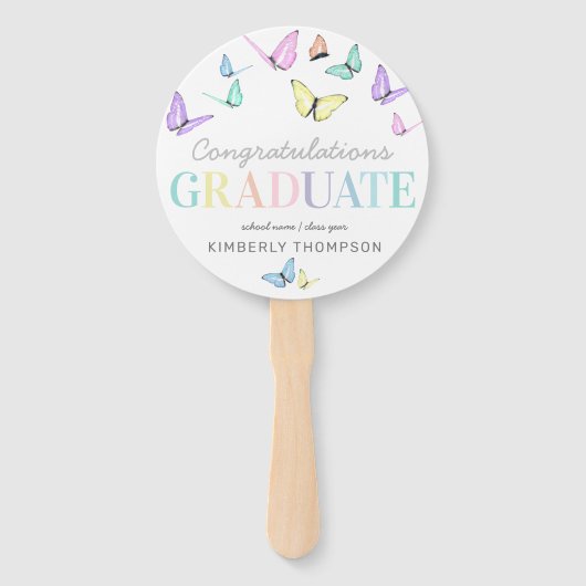 Abschluss Pastel Rainbow Butterfly Foto Fächer (Vorderseite)