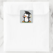 Abschluss Penguin Quadratischer Aufkleber (Tasche)
