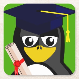 ABSCHLUSS PENGUIN RECHTECKIGER PAPPUNTERSETZER