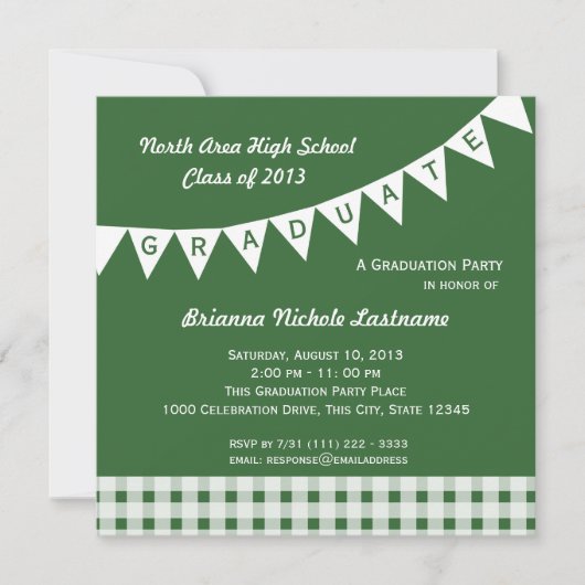 Abschluss Pennant Flag Ändern Farbe Einladung (Vorderseite)