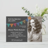 Abschluss Pennant Flag-Banner mit Foto Einladung (Stehend Vorderseite)