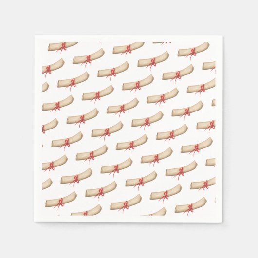 Abschluss Pergament Diplom Rotes Band Serviette (Vorderseite)