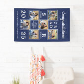 Abschluss Personalisiert Foto Collage Navy Blue Banner (Insitu)