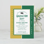 ABSCHLUSS Personalisiert Green Gold Graduate Einladung (Stehend Vorderseite)