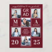 Abschluss Personalisiert Monogramm Graduate 6 Foto Einladungspostkarte (Vorderseite)