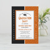 ABSCHLUSS Personalisiert Orange Black Graduate Einladung (Stehend Vorderseite)