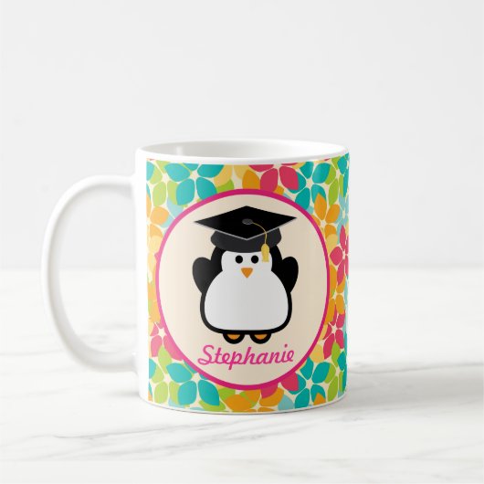 Abschluss personalisierte Penguin-Geschenkidee Kaffeetasse (Links)