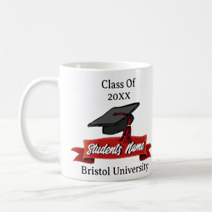 Abschluss Personalisierter Trinkbehälter Maroon un Kaffeetasse
