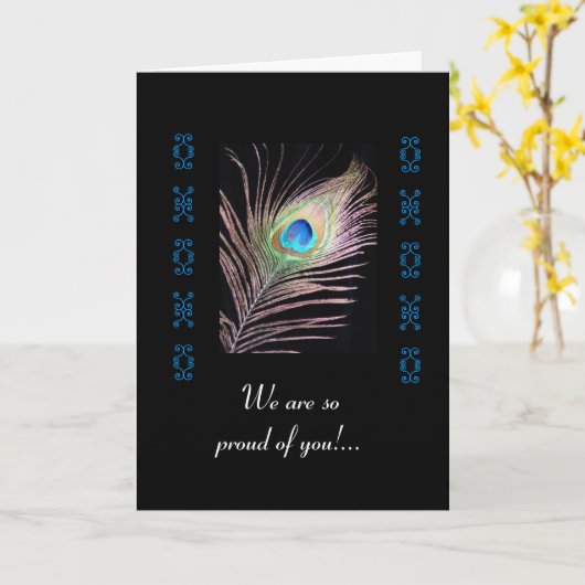 Abschluss-Pfauenfeder Karte (Gelbe Blume)