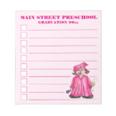 Abschluss Pink Cap Gown Diploma Graduate Notizblock (Vorderseite)
