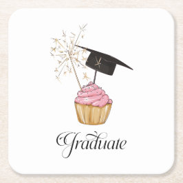 Abschluss Pink Cupcake Graduate Rechteckiger Pappuntersetzer