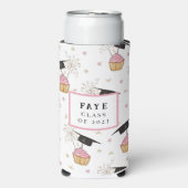 Abschluss Pink Cupcake Personalisiert Selters Dosenkühler (Seltzer Vorderseite)