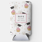 Abschluss Pink Cupcake Personalisiert Selters Dosenkühler (Vorderseite)