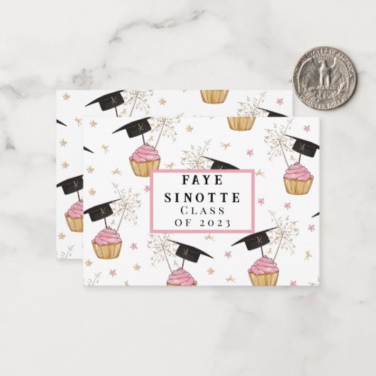 Abschluss Pink Cupcake Personalisierte Karte (Vorderseite/Rückseite Beispiel)