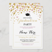 Abschluss Pink Gold Girl's Party Graduate Einladun Einladung (Vorne/Hinten)