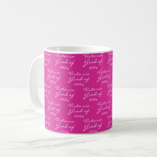 Abschluss Pink Grad Kaffee Kaffeetasse (Vorderseite Links)