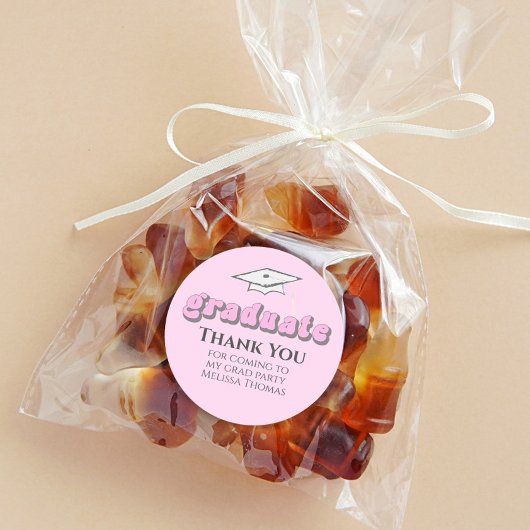 Abschluss Pink Graduate Retro Typografie Einfach Runder Aufkleber