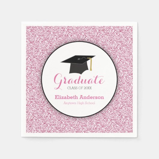 Abschluss Pink Imitats Glitzer Serviette (Vorderseite)