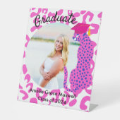 Abschluss Pink Leopard Foto Pedestal Zeichen Sockelschild (Vorderseite)