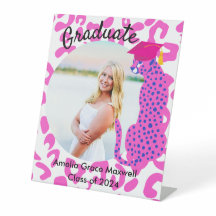 Abschluss Pink Leopard Foto Pedestal Zeichen