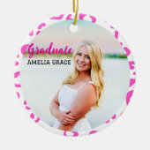 Abschluss Pink Leopard Meilenstein Keramik Ornament (Vorne)