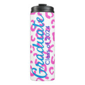 Abschluss Pink Leopard Typografie Thermosbecher (Vorderseite)