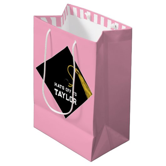Abschluss Pink Mittlere Geschenktasche Mittlere Geschenktüte (Vorderseite Schrägansicht)